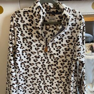 Leopard print fleece pullover